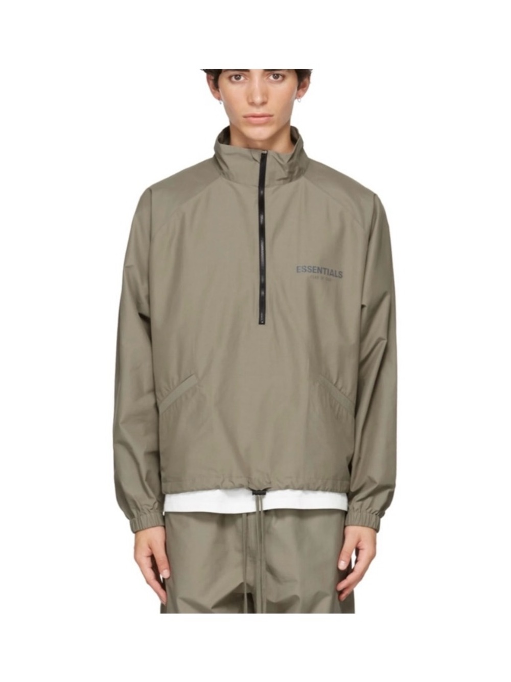Essentials Fear of God Taupe Half-Zip Track Jacket